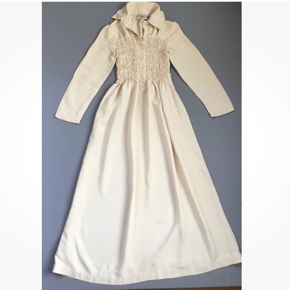 70's House of She LTD Maxi Dress Boho Smocked